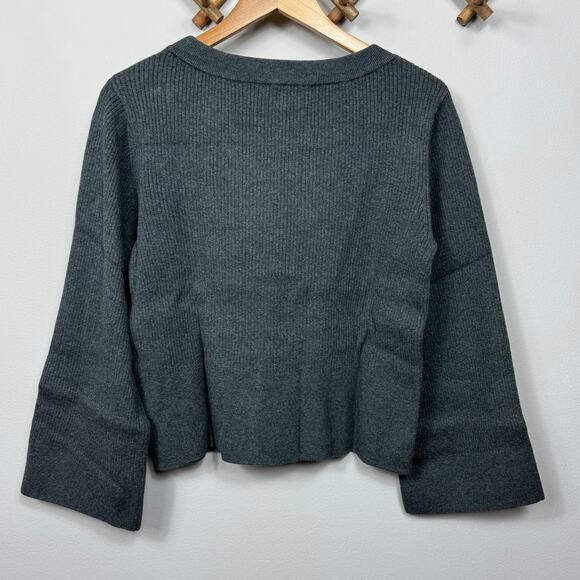 New Splendid Rumi Rib Knit Cotton Sweater in Heather Charcoal Women's Size L - Picture 3 of 9